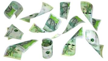 3D rendering of Colombian peso notes flying in different angles and orientations isolated on transparent background png