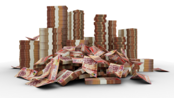 Big stacks of Ghanaian cedi notes. A lot of money isolated on transparent  background. 3d rendering of bundles of cash png