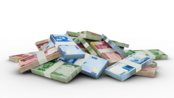 3D rendering of Stacks of Nigerian naira notes png