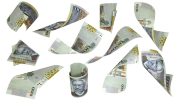 3D rendering of Haitian Gourde notes flying in different angles and orientations isolated on transparent background png