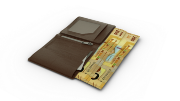 3D rendering of 100 Bolivian Boliviano notes in wallet png