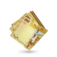 3d tolkning av vikta 100 bolivian boliviano anteckningar isolerat på transparent bakgrund. png