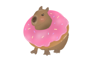 Capybara with its donuts png