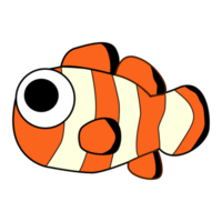 mignonne gros regardé poisson clown. dessin animé. plat conception. png