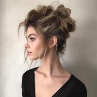 photo of The messy updo with loose tendrils