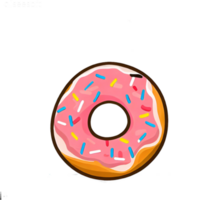 Colorful and Glossy Donut with Pink Glaze png