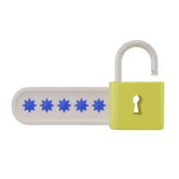 3d render of padlock icon with star. concept illustration of opening a document file using the correct password png