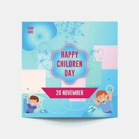 Children Day Social Media Posts. It is celebrated annually in honor of children, whose date of observance varies by country. vector