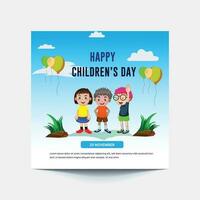 Children Day Social Media Posts. It is celebrated annually in honor of children, whose date of observance varies by country. vector