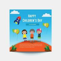 Children Day Social Media Posts. It is celebrated annually in honor of children, whose date of observance varies by country. vector