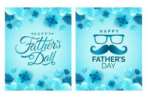 Happy Father's Day greeting with love ornament on blue background, for banner, social media feed, stories vector