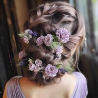 photo of Braided updo with flowers