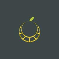 Lemon Film movie reel roll strip logo vector