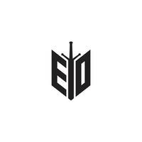 Letters EO Sword logo design vector