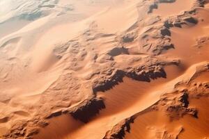 Aerial view sand dunes in desert, photo