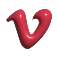 3d icon of v letter png