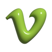 3d icon of v letter png