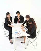 South east Asian young Chinese Indian man woman wearing formal business office ware on white background pose expression photo