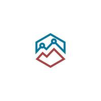 Hexagonal Mountain Technology logo vector