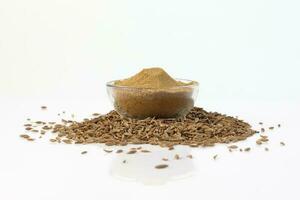 Cumin seeds dry whole powdered healthy aromatic spice jeera photo