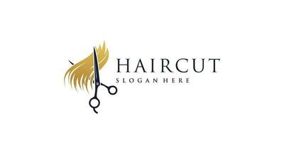 Haircut logo design vector with creative unique and modern idea