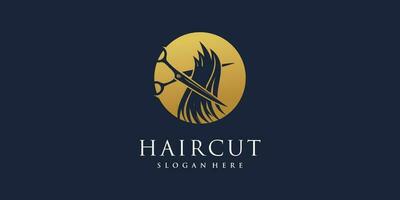 Haircut logo design vector with creative unique and modern idea