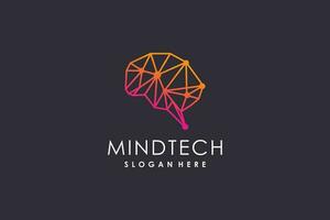 Brain logo design with creative technology concept vector