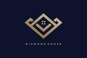 Diamond house logo design vector with creative unique style