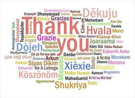 Thank You Word Collection in Different Languages around the World in Different Colors Vector Illustration