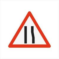 Narrow Road Ahead Road Traffic Sign Isolated Vector