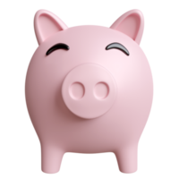 Pink piggy bank, 3D happy smiling piggy bank. savings for investment financial management png