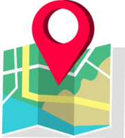 Pin icon on navigation map. Pin landmarks or show right way. Flat line style for map design. png