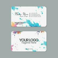 Abstract watercolor business card template design with texture and pattern, visiting card, name card, Print ready double sided clean fresh and modern corporate business card layout with mockup vector