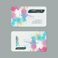 Abstract watercolor business card template design with texture and pattern, visiting card, name card, Print ready double sided clean fresh and modern corporate business card layout with mockup vector