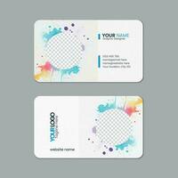 Abstract watercolor business card template design with texture and pattern, visiting card, name card, Print ready double sided clean fresh and modern corporate business card layout with mockup vector