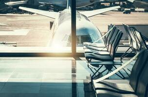 Empty Chairs Inside Airport Terminal photo