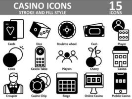 ilustración de 15 casino íconos en blanco antecedentes. vector