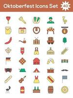 Set of Oktoberfest Colorful Icon in Flat Style. vector