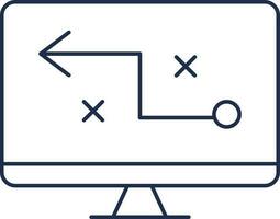 Online Strategy Explained Or Presentation In Computer Screen Line Art Icon. vector