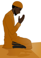 muçulmano homem é voltado para para pôr do sol e Rezar namaz, salah, ilustração personagem elemento para sereno sagrado, islâmico religião, eid al adha,eid Mubarak, Eid al fitr, eid al adha, ramadã kareem png