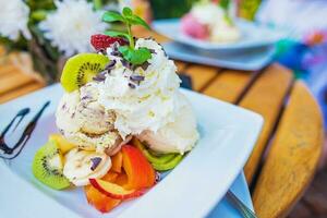 Ice Cream with Fruits Dessert photo