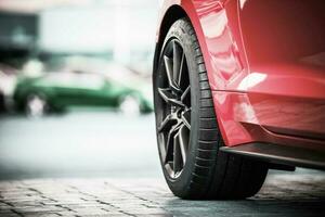 Modern Car Wheel Closeup photo