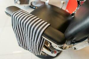 Barber Shop Clients Chair with Towel photo