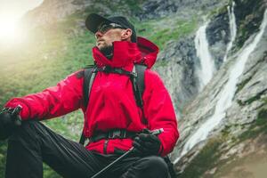 Outdoor Active Caucasian Hiker photo