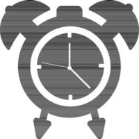 black and white alarm clock in flat style. vector