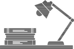 colección de libros y mesa Cordero en escritorio icono en circular antecedentes. vector