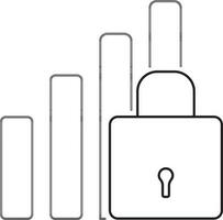 Symbol of Bar Chart with Lock. vector