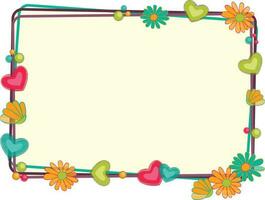 Colorful hearts and flowers decorated frame. vector