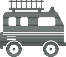 black and white icon of isolated emergency fire truck. vector