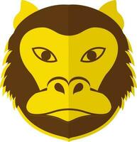 Monkey face icon with half shadow in chinese zodiac sign. vector